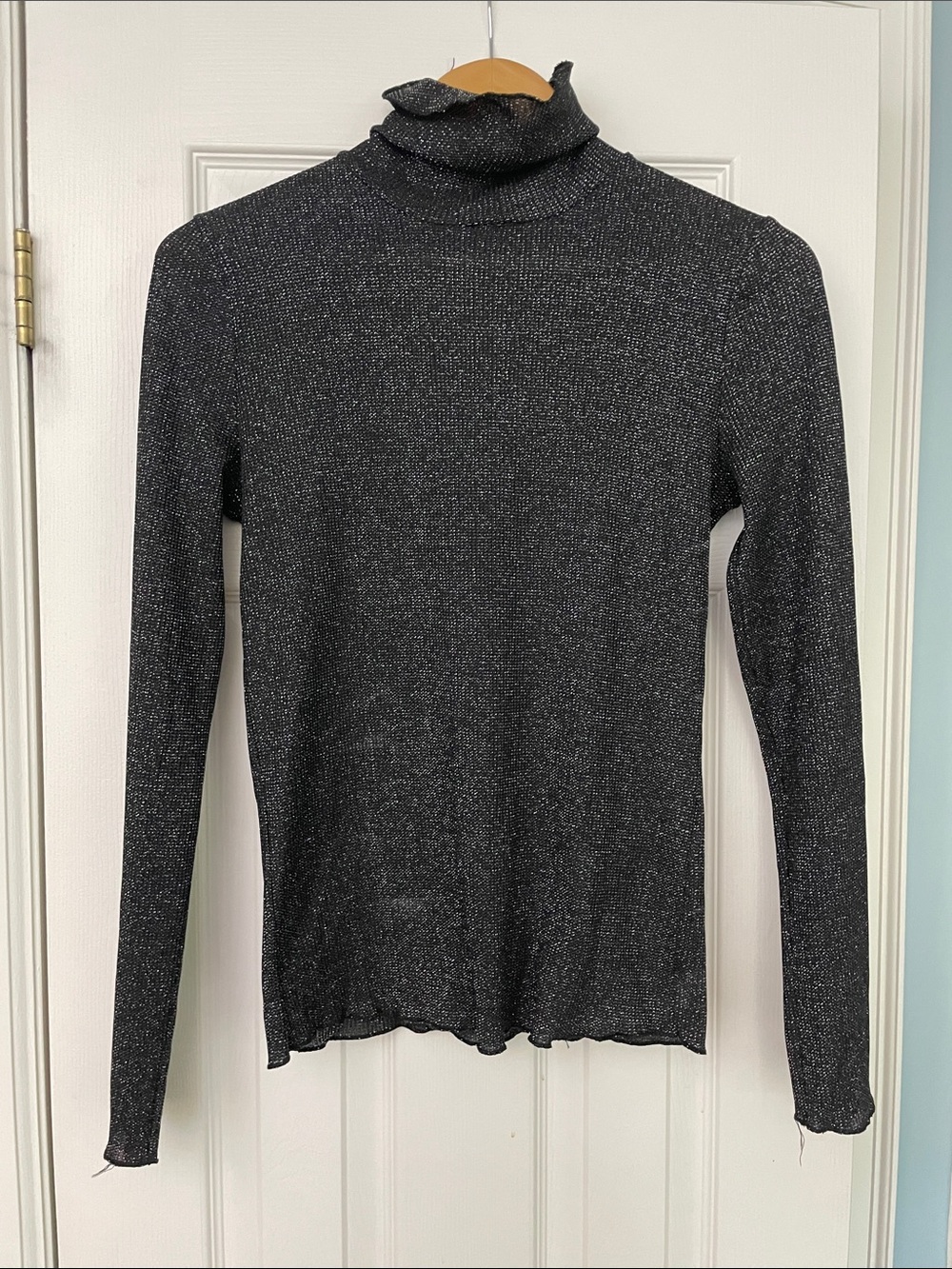 Zara Black Metallic Turtleneck Sweater